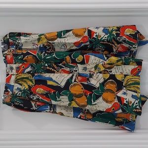 Postcard Print Button Up Midi Skirt